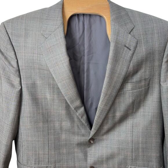 Hickey Freeman Loro Piana Wool Blazer Mens Size 44R Gray Plaid Sport Coat Jacket - Picture 1 of 7